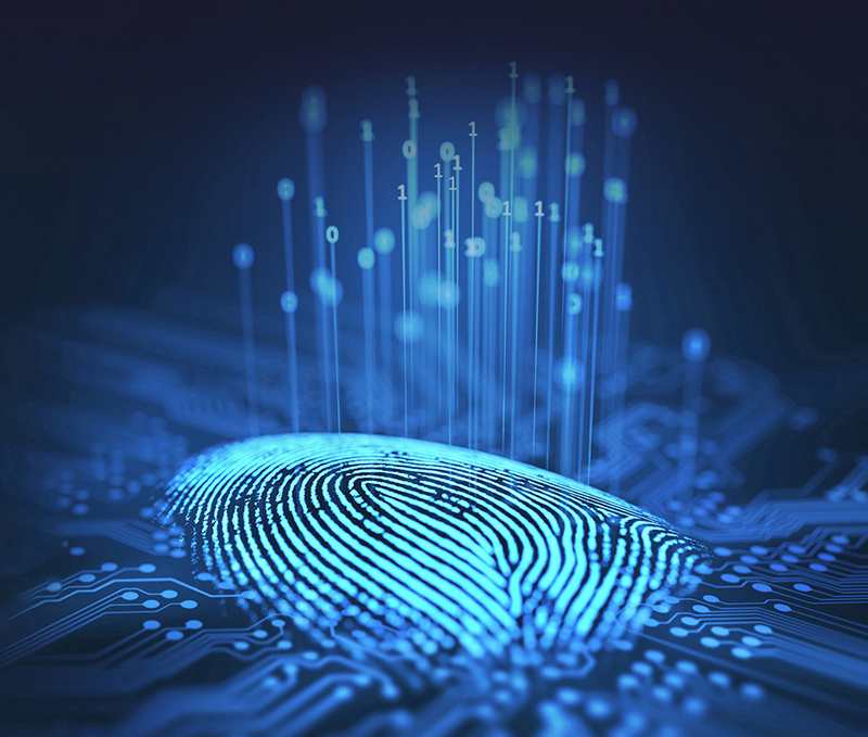 blue thumbprint coming out of circuit board