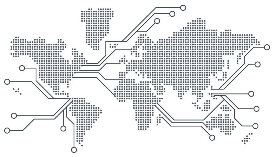 graphic of a world map made in circuit board style